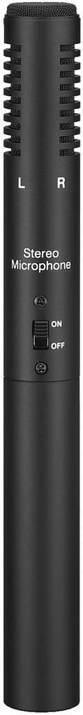 MONACOR ECM-600ST Elektret-Stereo-Mikrofon für den Einsatz mit Videokameras, schwarz