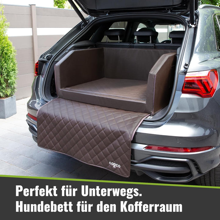 CopcoPet - Travel Bed Hundebett für Kofferraum 70x55 cm Kunstleder - Kofferraumschutz Hund wasserabw
