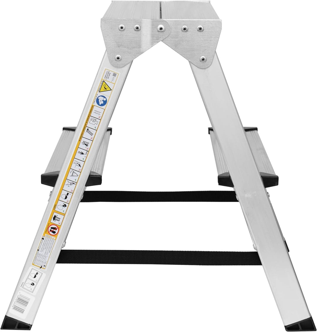 Zweiseitige Aluleiter Klappleiter Haushaltsleiter 2x2 Stehleiter Tragkraft 125kg EN131 | 2 Stufen /