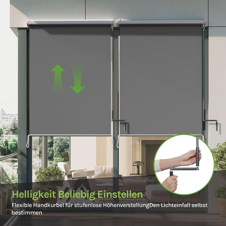 WOLTU Senkrechtmarkise Balkonmarkise Vertikalmarkise mit Handkurbel und Markisenkassette für Terrass
