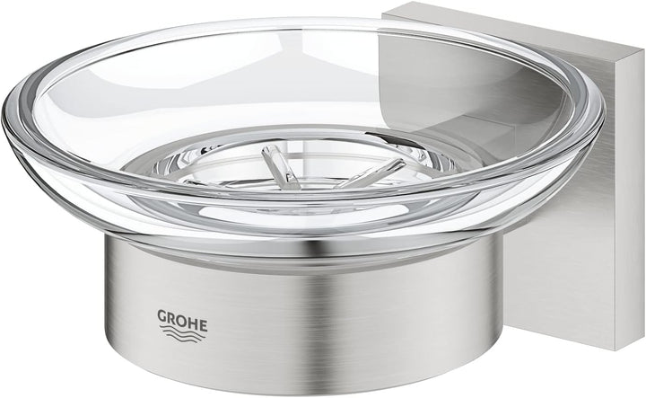 GROHE Start Cube - Seifenschale (verdeckte Befestigung, langlebig), supersteel, 41107DC0 + Kleber- S