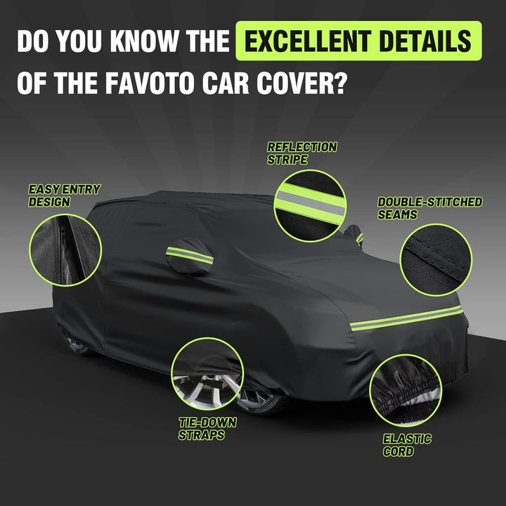 Favoto Auto-Abdeckung für SUVs, universelle Passform, 477.5 cm bis 502.9 cm, mit Reissverschluss, So