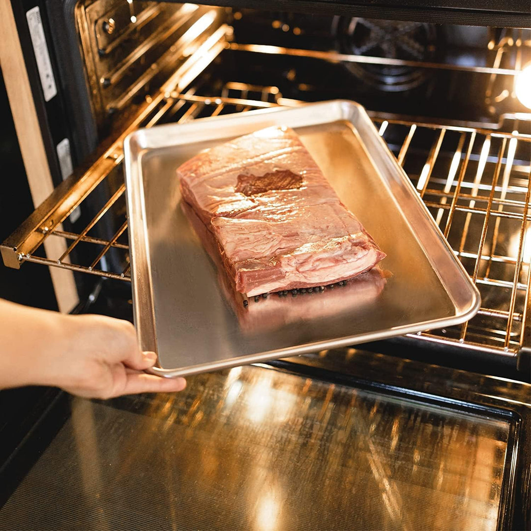 KITCHENATICS Premium-Qualität, halbe Backbleche, antihaftbeschichtet, Backbleche zum Backen, ofenfes
