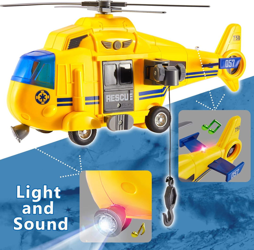 HERSITY Hubschrauber Kinder mit Drehpropeller, Flugzeug Spielzeug Gross Licht und Sound Helikopter K