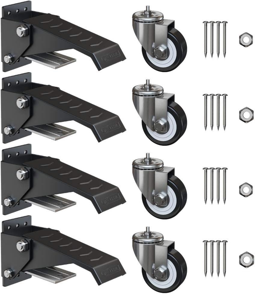 GBL - 4 Werkbank Rollen - Heberollen für Werkbank - Lenkrollen mit Bremse 225KG - Stahlblech Möbelro