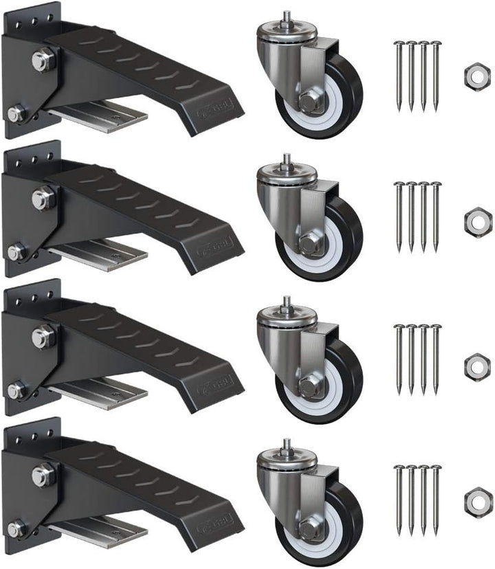 GBL - 4 Werkbank Rollen - Heberollen für Werkbank - Lenkrollen mit Bremse 225KG - Stahlblech Möbelro