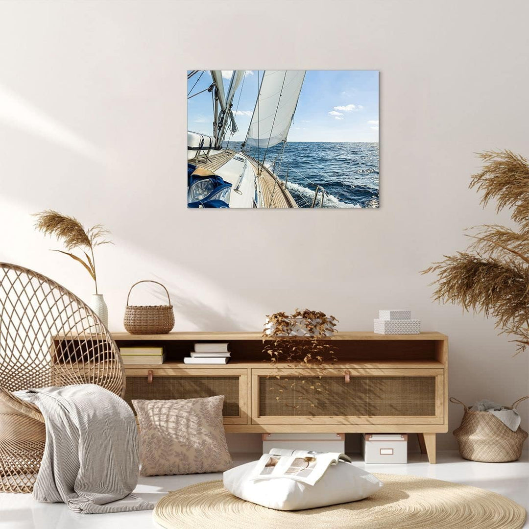 ARTTOR Bilder auf Leinwand Meer Kreuzfahrt Segel Leinwandbild 70x50cm Wandbilder Dekoration Wohnzimm