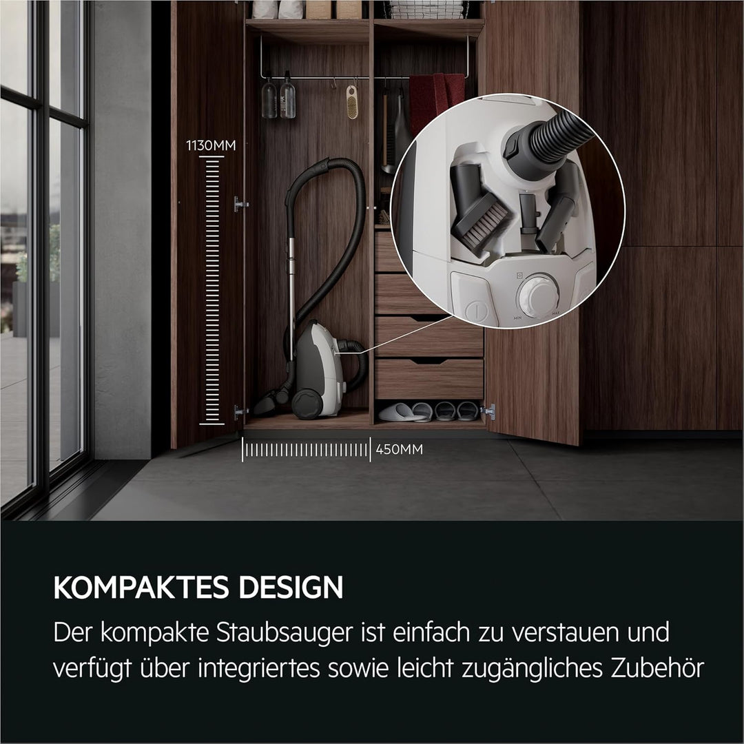 AEG CLEAN 5000 AB51C1SW Staubsauger mit Beutel / hohe Saugleistung / 37 % Recyclingkunststoff / AllF