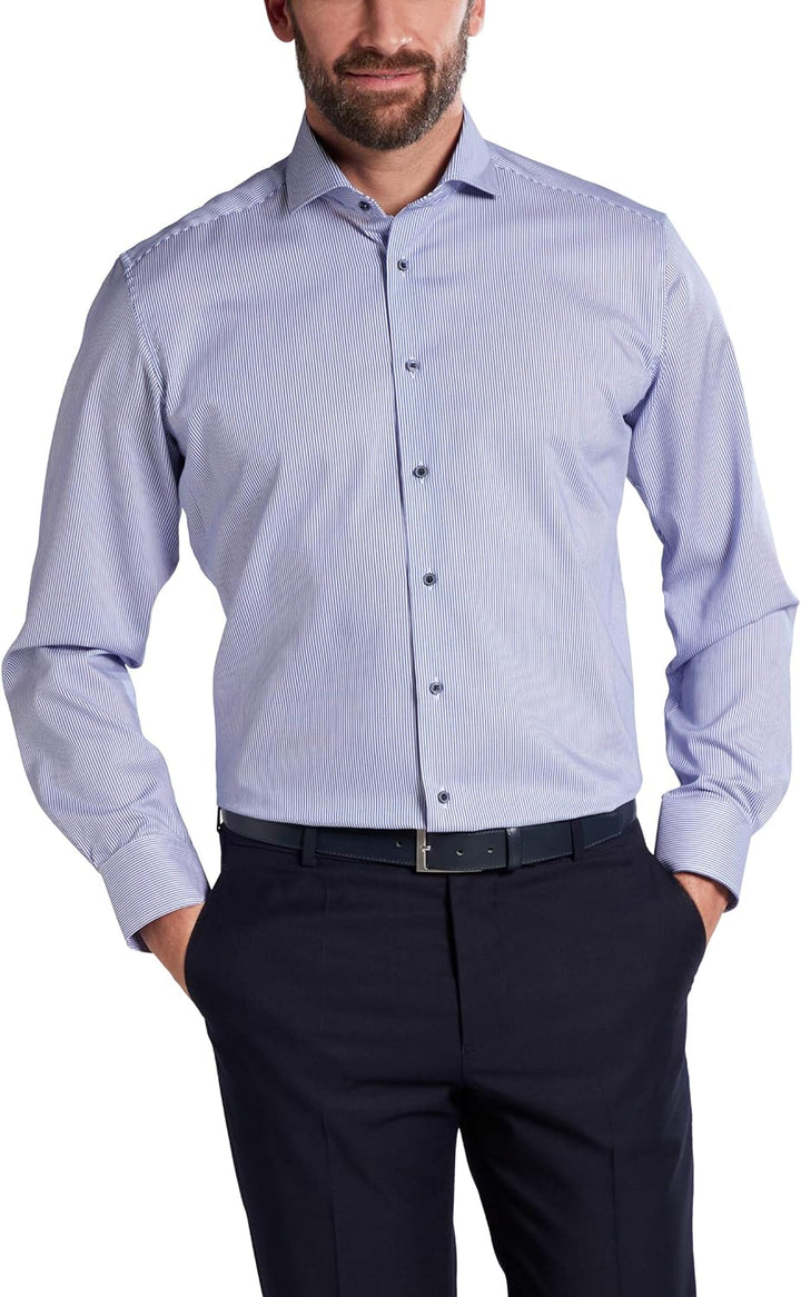 eterna Langarm Hemd Modern Fit Twill gestreift