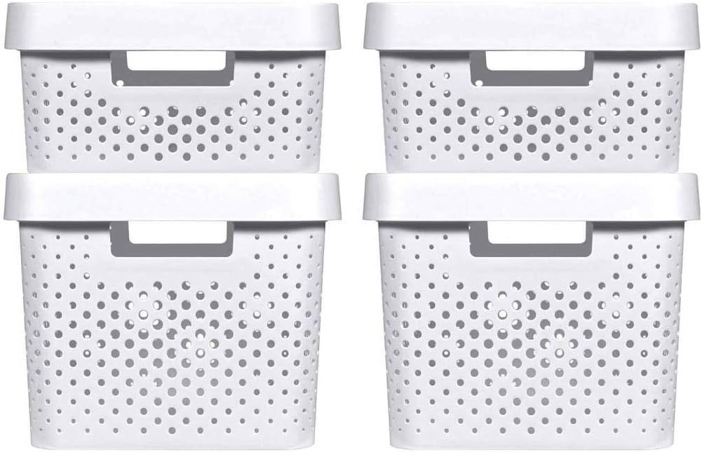 CURVER INFINITY RECYCLING Boxen mit Lochmuster 2x (11L+17L) und Deckel, weiss, Aufbewahrungsboxen, W