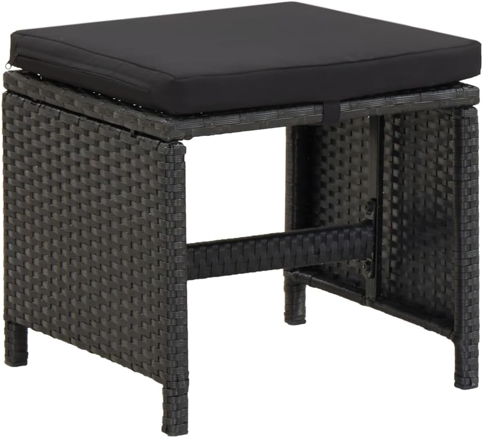 vidaXL 4X Gartenhocker mit Sitzkissen Sitzhocker Fusshocker Fussstütze Fussbank Ottomane Fussablage
