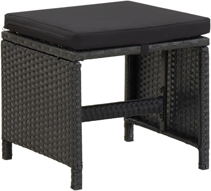 vidaXL 4X Gartenhocker mit Sitzkissen Sitzhocker Fusshocker Fussstütze Fussbank Ottomane Fussablage