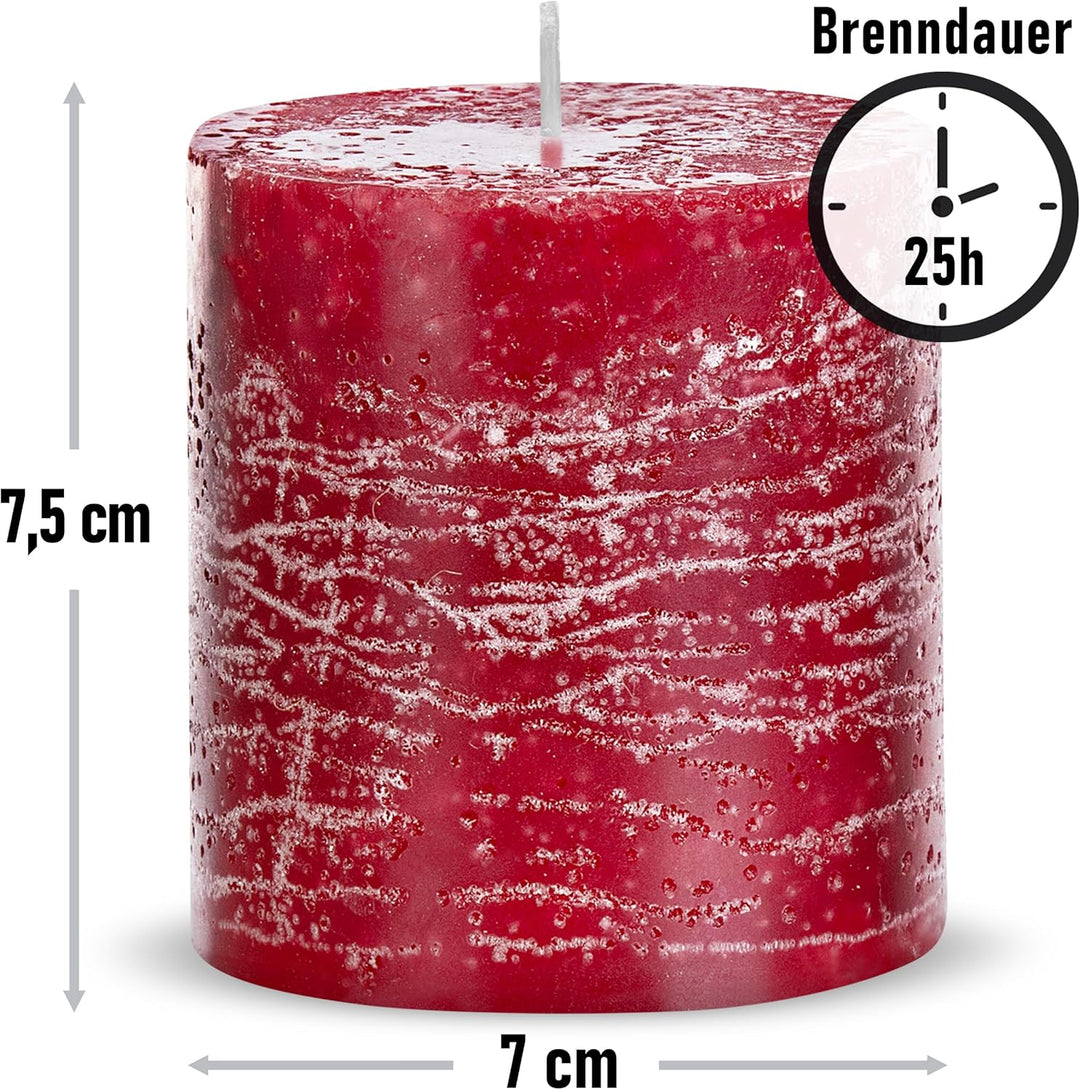 Brandsseller Stumpenkerze 4er Set 7x7,5 cm Weihnachtskerze Adventskranz Bordeaux 7 x 7,5cm | 4er-Set