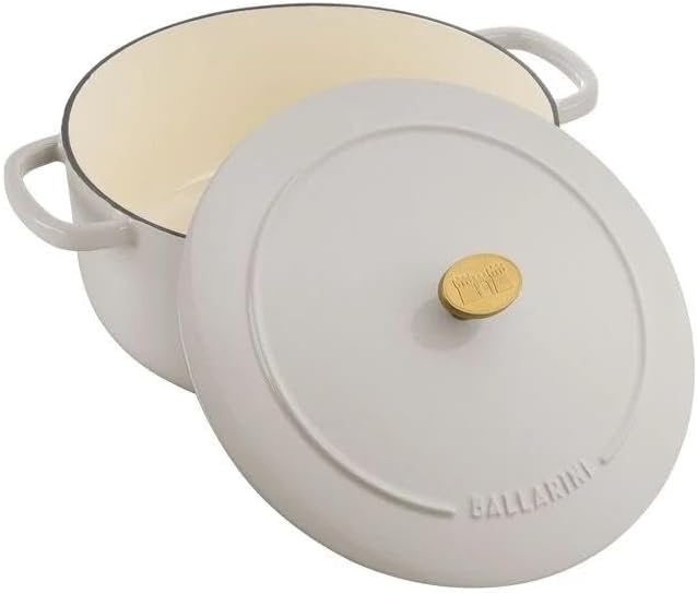 BALLARINI Bellamonte Auflaufform Bräter Dutch Oven Emailliertes Gusseisen Rund 24 cm 4 L Elfenbein W