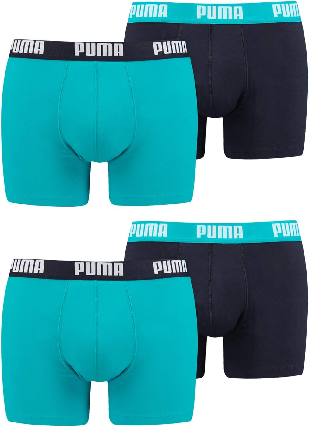 PUMA Herren Boxershorts Unterhosen 521015001 4er Pack, Wäschegrösse:L, Artikel:796 - Aqua/Blue