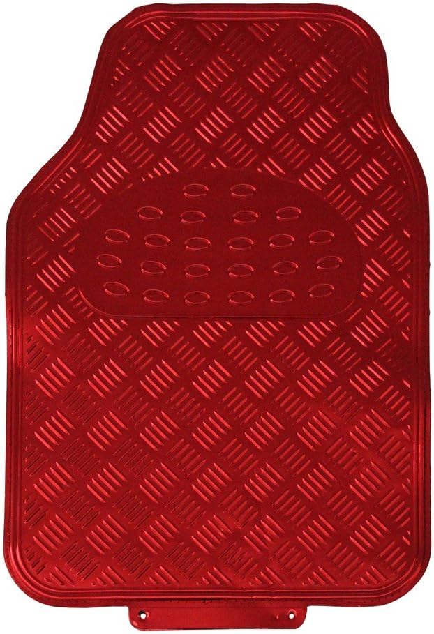 JVL 01-692 Titan Automatten-Set Metallisch mit Gummirückseite, Rot, 4-teilig, Rot