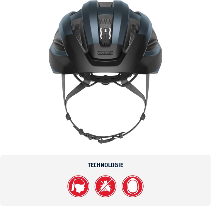ABUS Rennradhelm Macator - sportiver Fahrradhelm für Einsteiger - auch für Zopfträger/-innen - für D