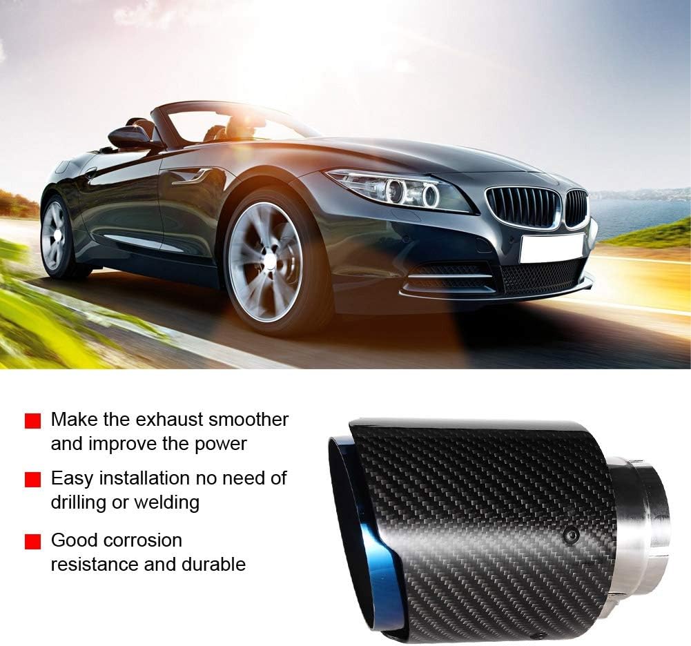 Auspuffrohr des Endrohrs, 63mm Carbon Fiber Glossy Car Straight Auspuffrohr Heckspitze Heckspitze