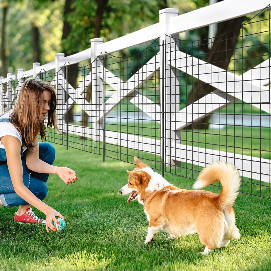 COSTWAY 5 Stück dekorativer Gartenzaun, 98 cm hoch, Steckzaun Metall, Landschaftszaun für Blumenbeet