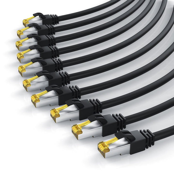 CSL - 10 x 0,25m CAT 7 Netzwerkkabel Gigabit Ethernet LAN Kabel - 10000 Mbit s - Patchkabel - Cat.7