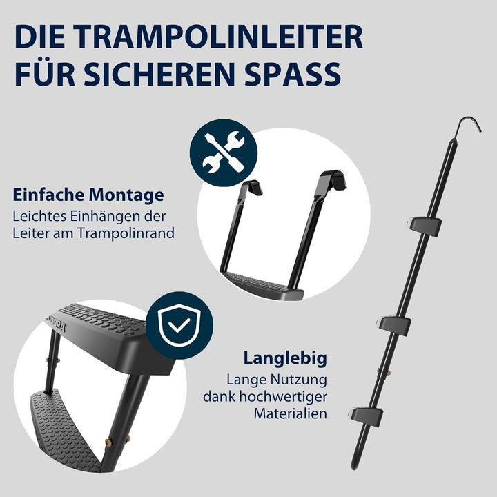 HUDORA Universalleiter - rutschhemmende Trampolinleiter mit breiten Stufen - höhenverstellbare Siche