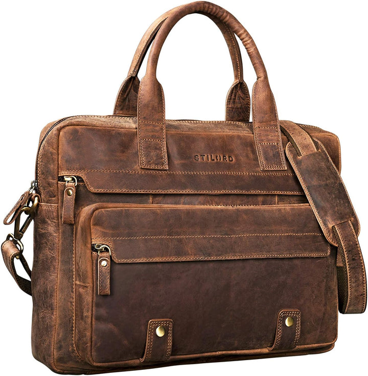 STILORD 'Leander' Umhängetasche Leder Gross Arbeitstasche Aktentasche Business Herren und Damen 15.6