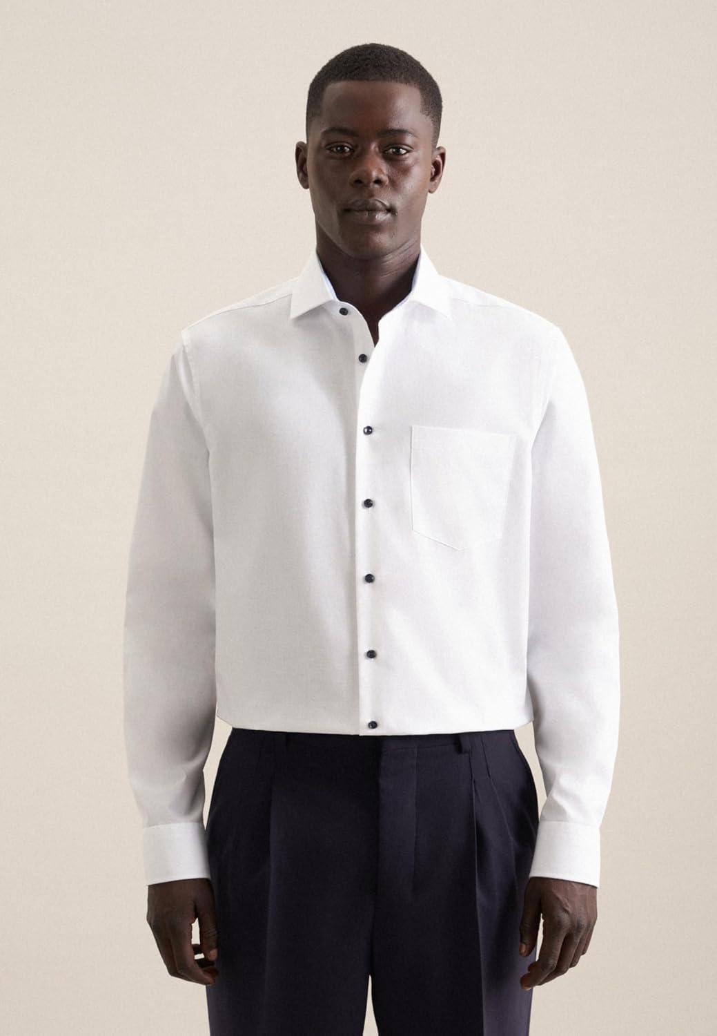 Seidensticker Herren Regular Fit Langarm Popeline Hemd, weiss, 40