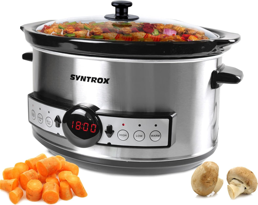 Syntrox Germany Slow Cooker Schongarer 3,5L mit Timer und Warmhaltefunktion - Leistung 200