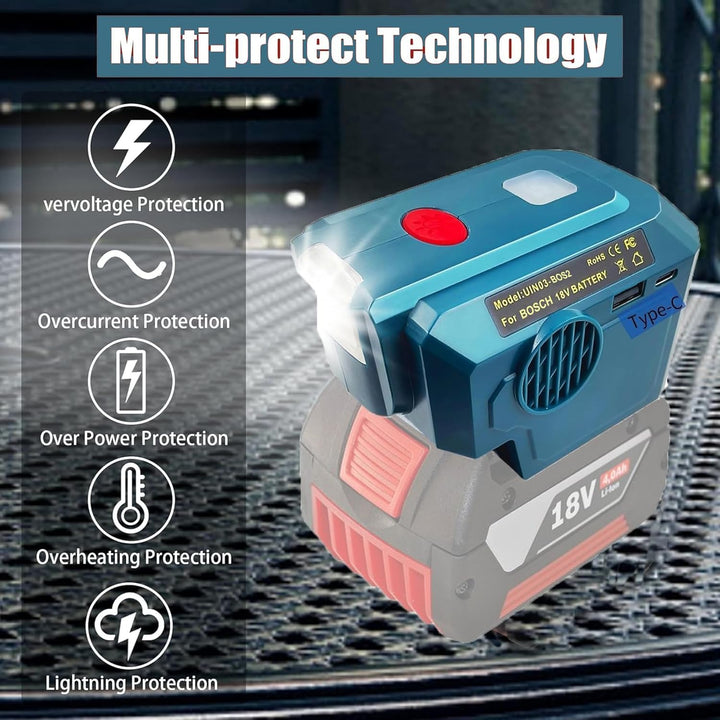 TPDL 200W Akku Wechselrichter für Bosch 18V GBA Akku,DC 18V auf AC 220V Spannungswandler Konverter P