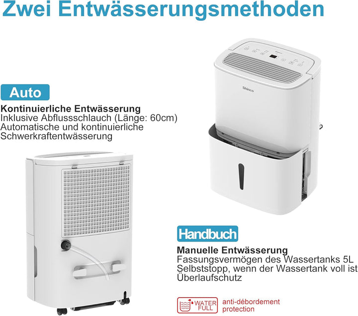 SHINCO Elektrische Luftentfeuchter, 30L/24h, Wifi, Energieeinsparung, Automatischer Neustart, Wäsche