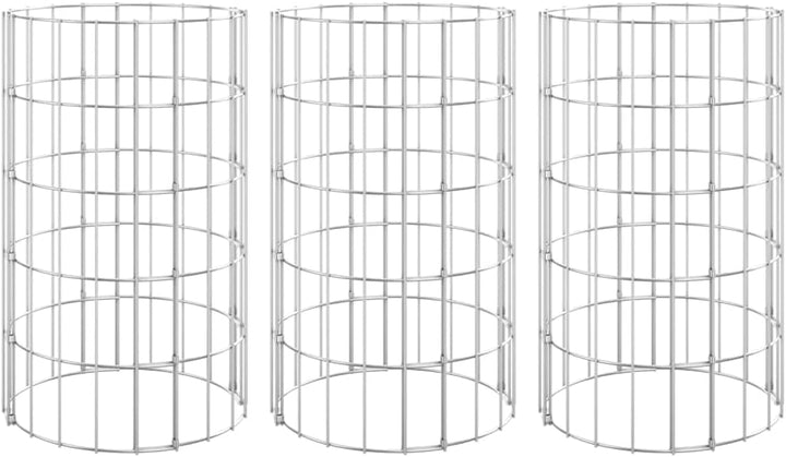 WIFESE Gabionen Hochbeet Rund 3 Stück 30x50 cm Steinkorb Gabione Gabionenkorb Gabionenwand Gabionens