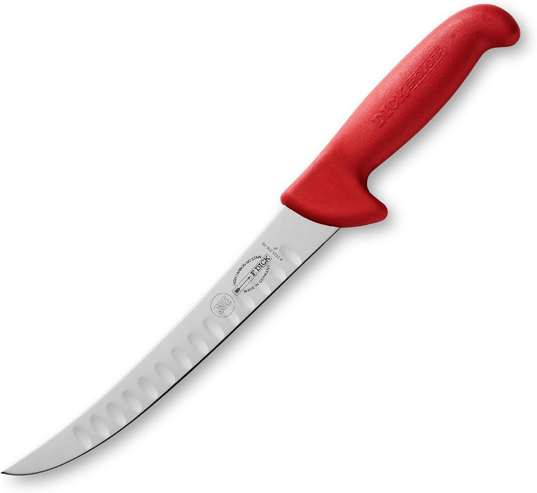 F. DICK - ErgoGrip Zerlegemesser, Kullenschliff, 21 cm, rot, 8242521K-03, hygienischen Fleischermess