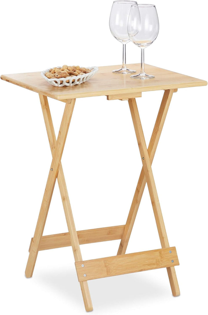 Relaxdays, Natur Klapptisch, Wohnzimmer, Balkon & Terrasse, HxBxT: 63,5 x 48 x 38 cm, klappbar, 100%