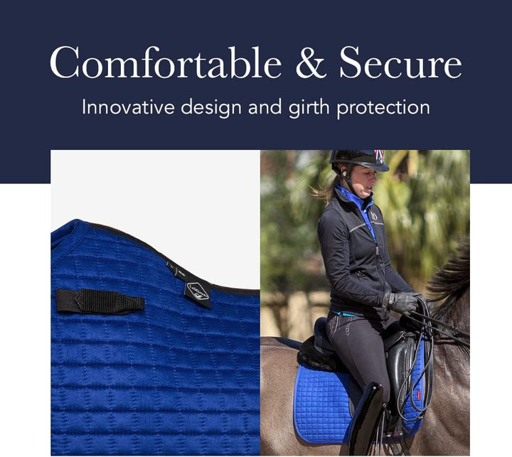 LeMieux Pro Sport Dressage Square D-Ring Dressurschabracke L Quadratische Baumwolle, Schwarz, L Quad