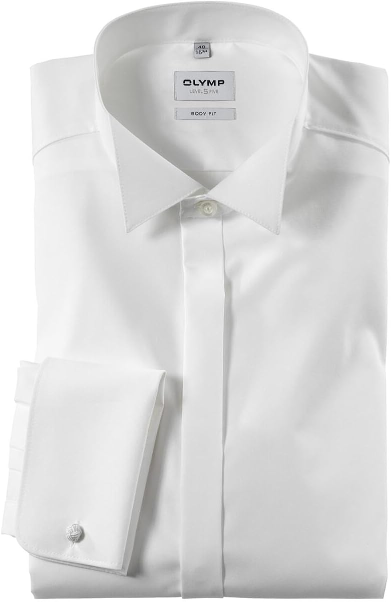 OLYMP Level Five Body fit Gala Hemd Langarm Stretch weiss 36 Beige, 36 Beige