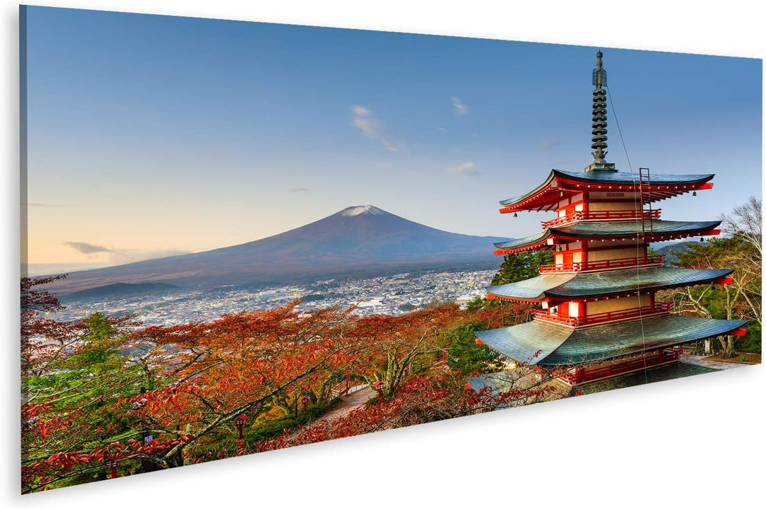 islandburner Bild auf Leinwand Berg Fuji Pagode Japan Chureito Bilder Wandbilder Poster Leinwand 120