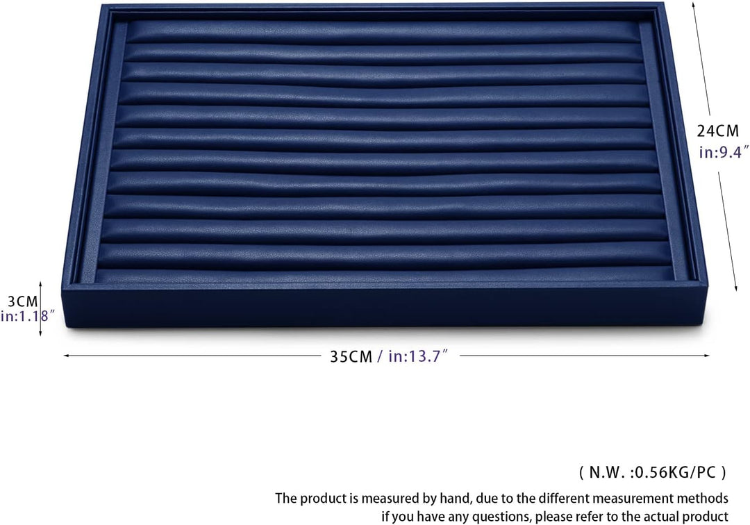 Oirlv 11 Slots Hochwertiges Blau Leder,Stapelbares Schmucktablett,Ringhalter,Organizer,Schaukasten,R