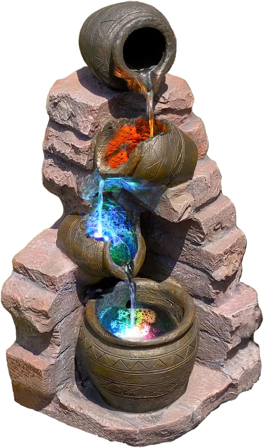 Zimmerbrunnen Gartenbrunnen Brunnen Zierbrunnen Brunnen Springbrunnen Vogelbad mit RGB Licht 230V To
