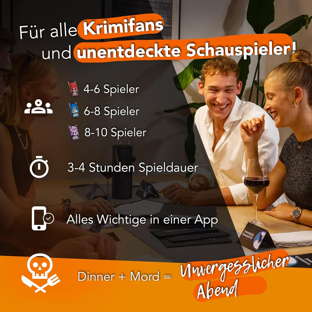 CRIMECASES Krimidinner Bundle 4-10 Personen | 3 Spiele mit Motto: Mafia, Konzert, Firmenfeier | Der