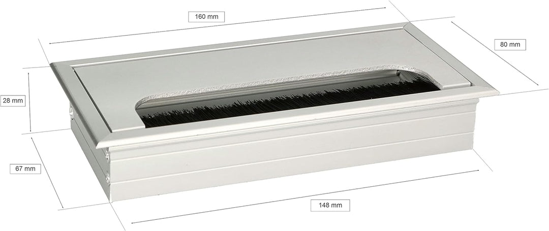 KOTARBAU® 2er Set Aluminium Kabeldurchführung 160x80 mm für Möbel Silber Kabeldose Kabeldurchlass Ec