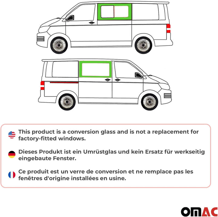 Seitenfenster Schiebefenster Kompatibel mit VW T5 2003-2015 Set