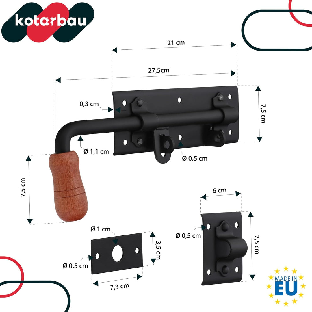 KOTARBAU® Torriegel 280mm Rechts Links Set 2St. mit Vorhängeschloss Türriegel Bolzenriegel Schlossri