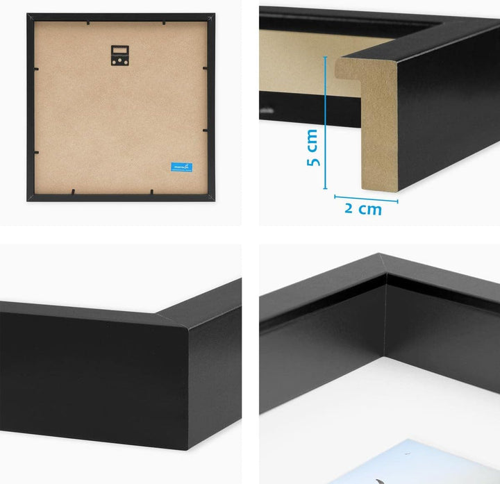 PHOTOLINI 3D-Bilderrahmen zum Befüllen 30x30 cm, Schwarz, Bilderrahmen extra tief mit Passepartout,