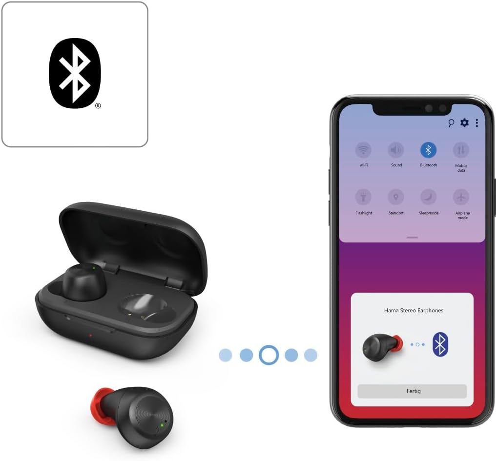 Hama Bluetooth Kopfhörer Spirit Chop IPX4 (True Wireless In Ear Kopfhörer schwarz, Kopfhörer kabello