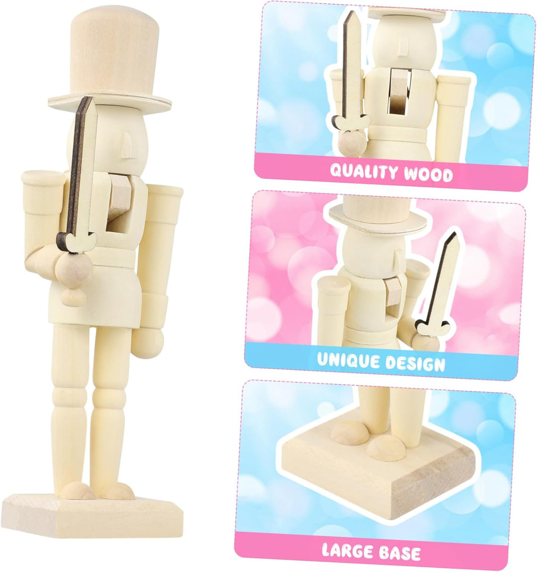 MAGICLULU 1 Stück Weihnachten Unvollendeter Nussknacker DIY Rohling Unbemalt Nussknacker Puppe Klein