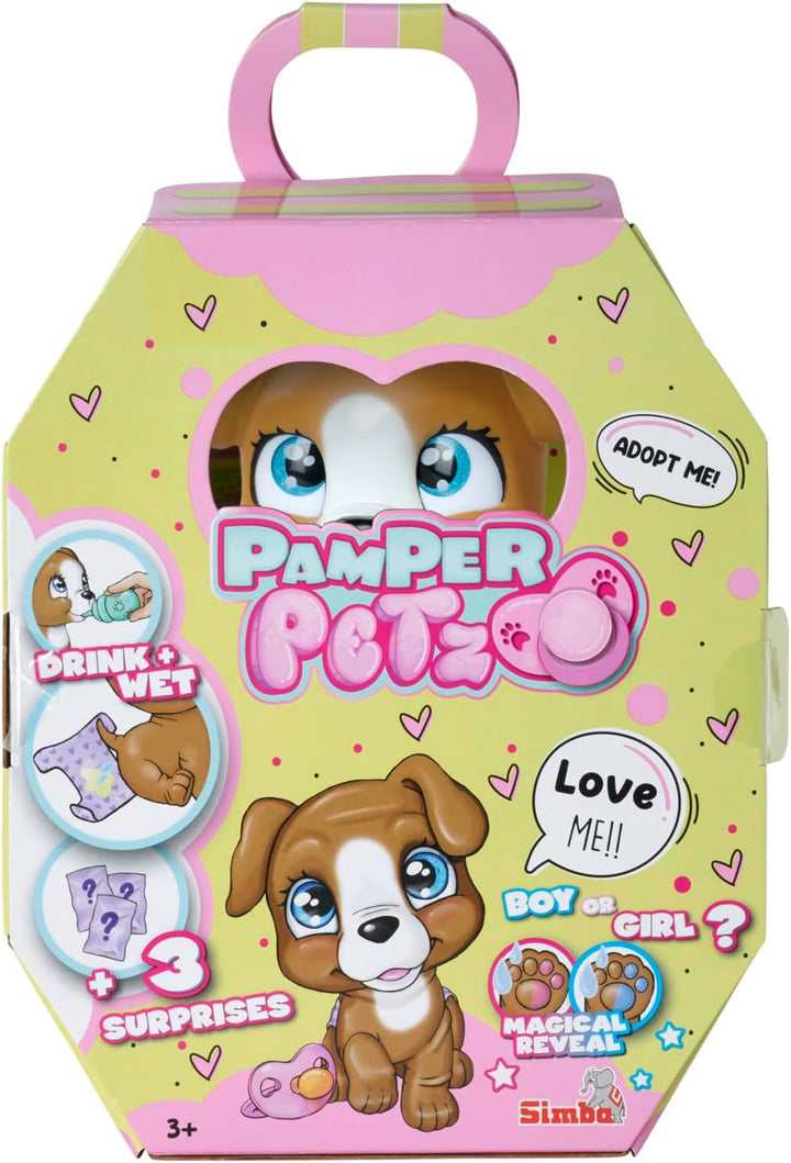 Simba 105953050 – Pamper Petz Hund, mit Trink- und Nässfunktion, Spielzeughund für Kinder ab 3 Jahre