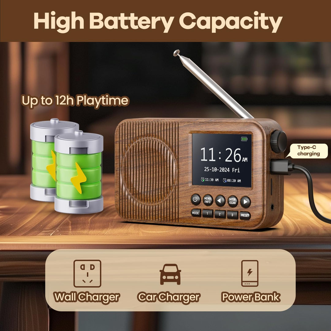 Arafuna DAB Radio, DAB Plus Radio mit 2,4" Farbdisplay, FM Radio mit Bluetooth, Küchenradio mit 60 V