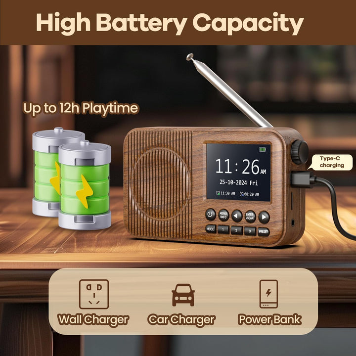 Arafuna DAB Radio, DAB Plus Radio mit 2,4" Farbdisplay, FM Radio mit Bluetooth, Küchenradio mit 60 V