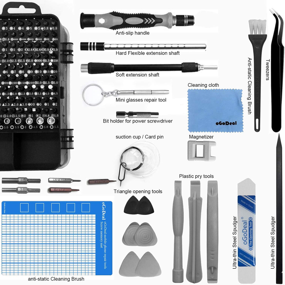 oGoDeal 127 in 1 Mini Feinmechaniker Schraubendreher Werkzeug Set und öffnungswerkzeug für iPhone, P