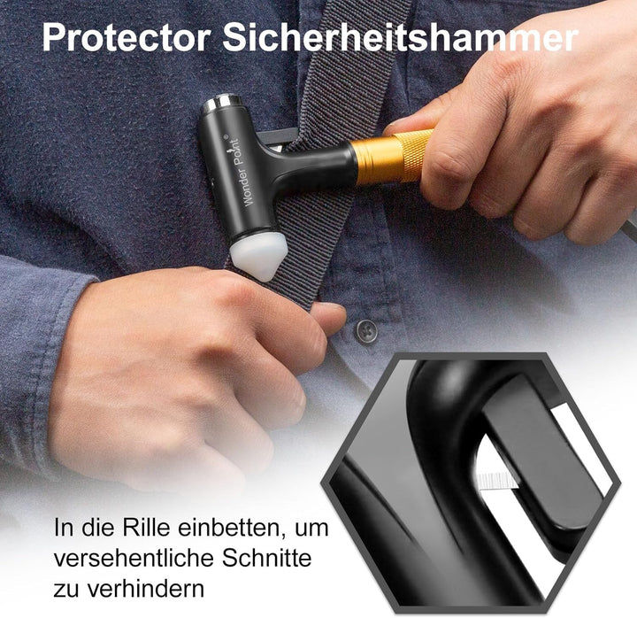 WONDER POINT Premium Auto Sicherheitshammer, Notfall-Fluchtwerkzeug Mit Autofensterbrecher Und Siche